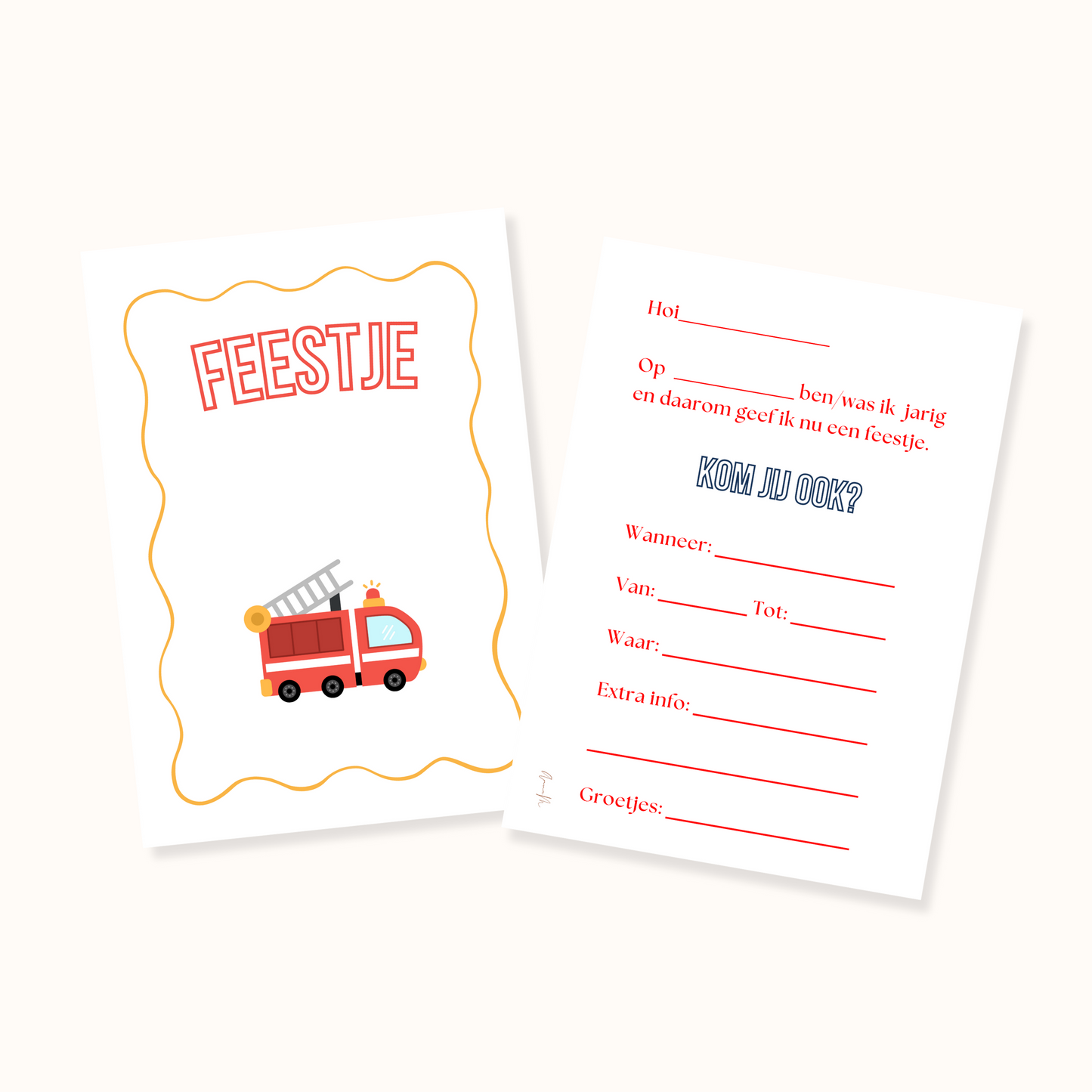 Uitnodiging kinderfeestje | Brandweer