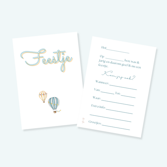 Uitnodiging kinderfeestje | Luchtballon