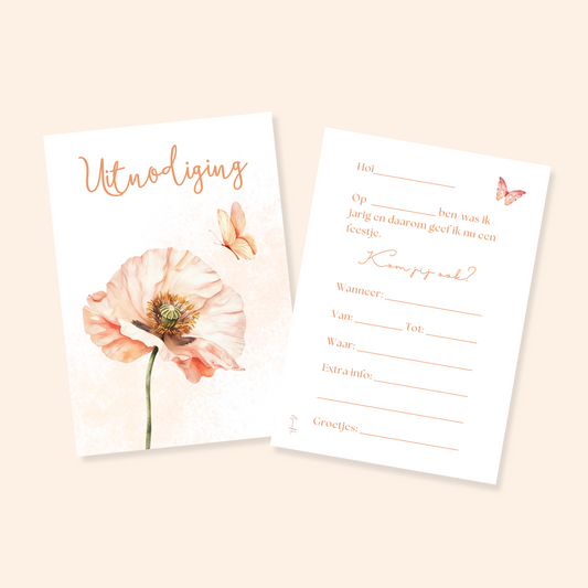 Uitnodiging kinderfeestje | Vlinder