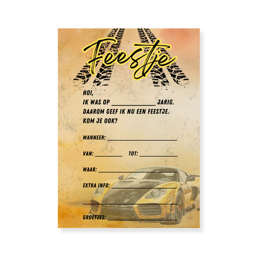 Uitnodiging Kinderfeestje | Sportauto