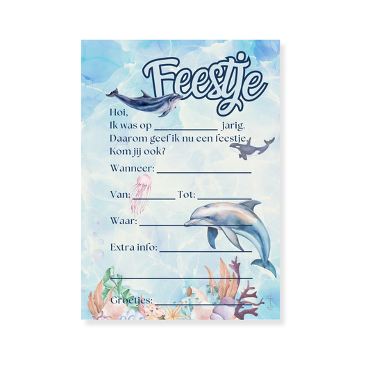 Uitnodiging Kinderfeestje | Dolfijn