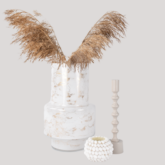Vaas Cristie | Marmer effect wit/goud | 34cm hoog