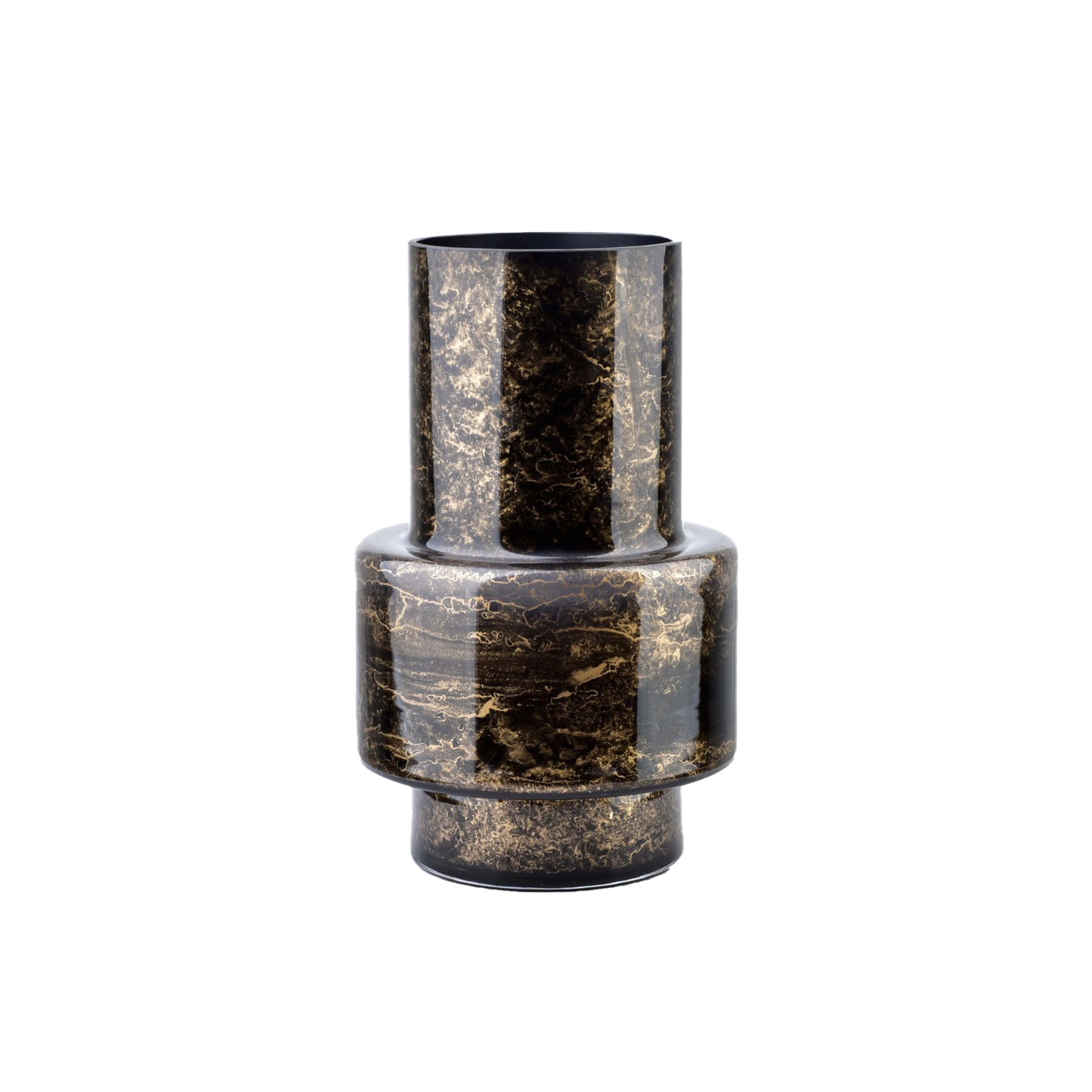 Vaas Cristie | Marmer effect zwart/goud | 34cm hoog
