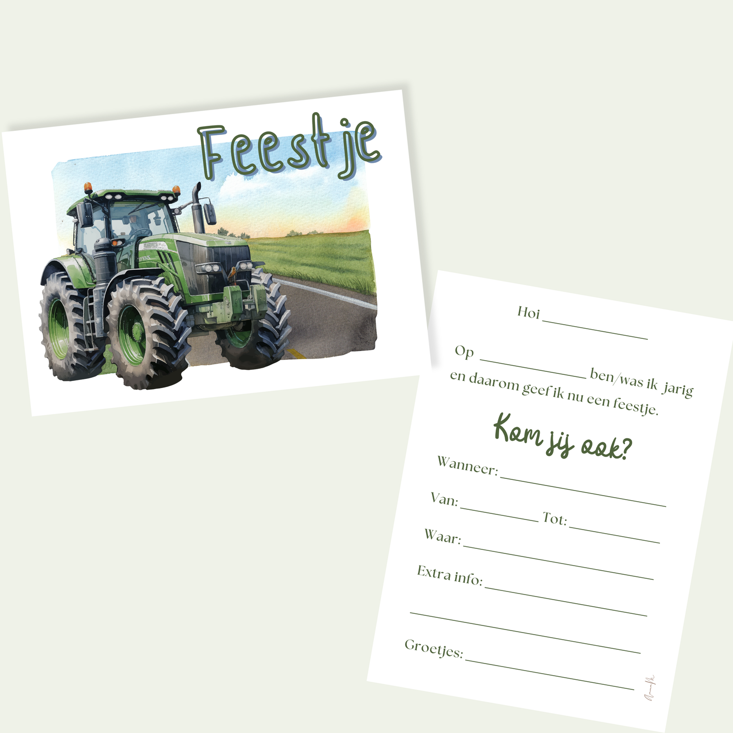 Uitnodiging kinderfeestje | Tractor | Trekker