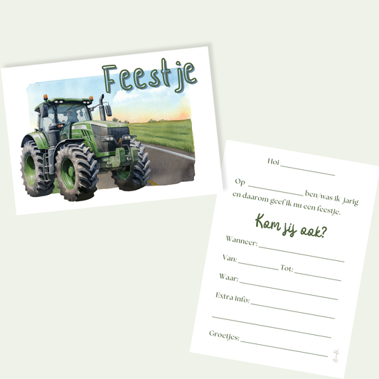 Uitnodiging kinderfeestje | Tractor | Trekker